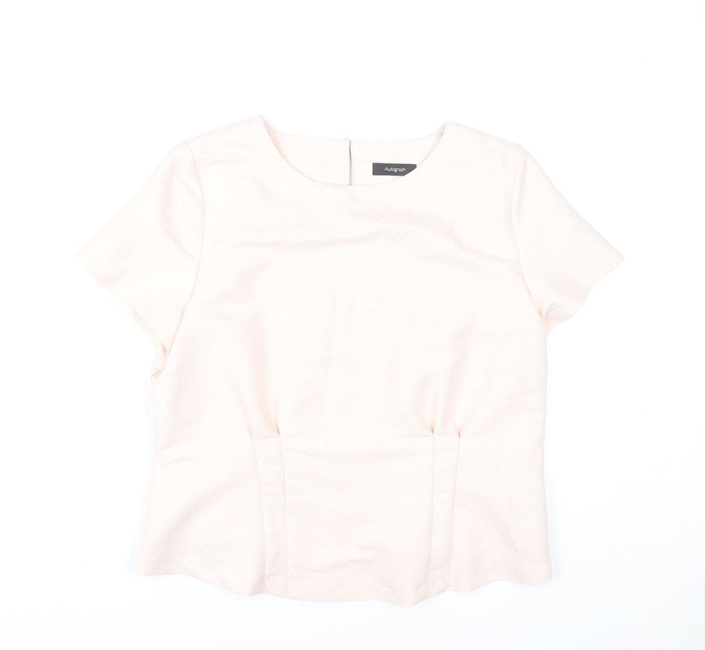 Marks and Spencer Women Pink Blouse UK 14 Short Sleeve Work Top