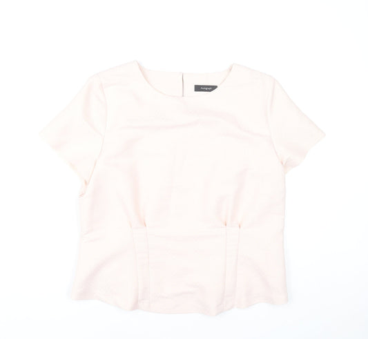 Marks and Spencer Women Pink Blouse UK 14 Short Sleeve Work Top