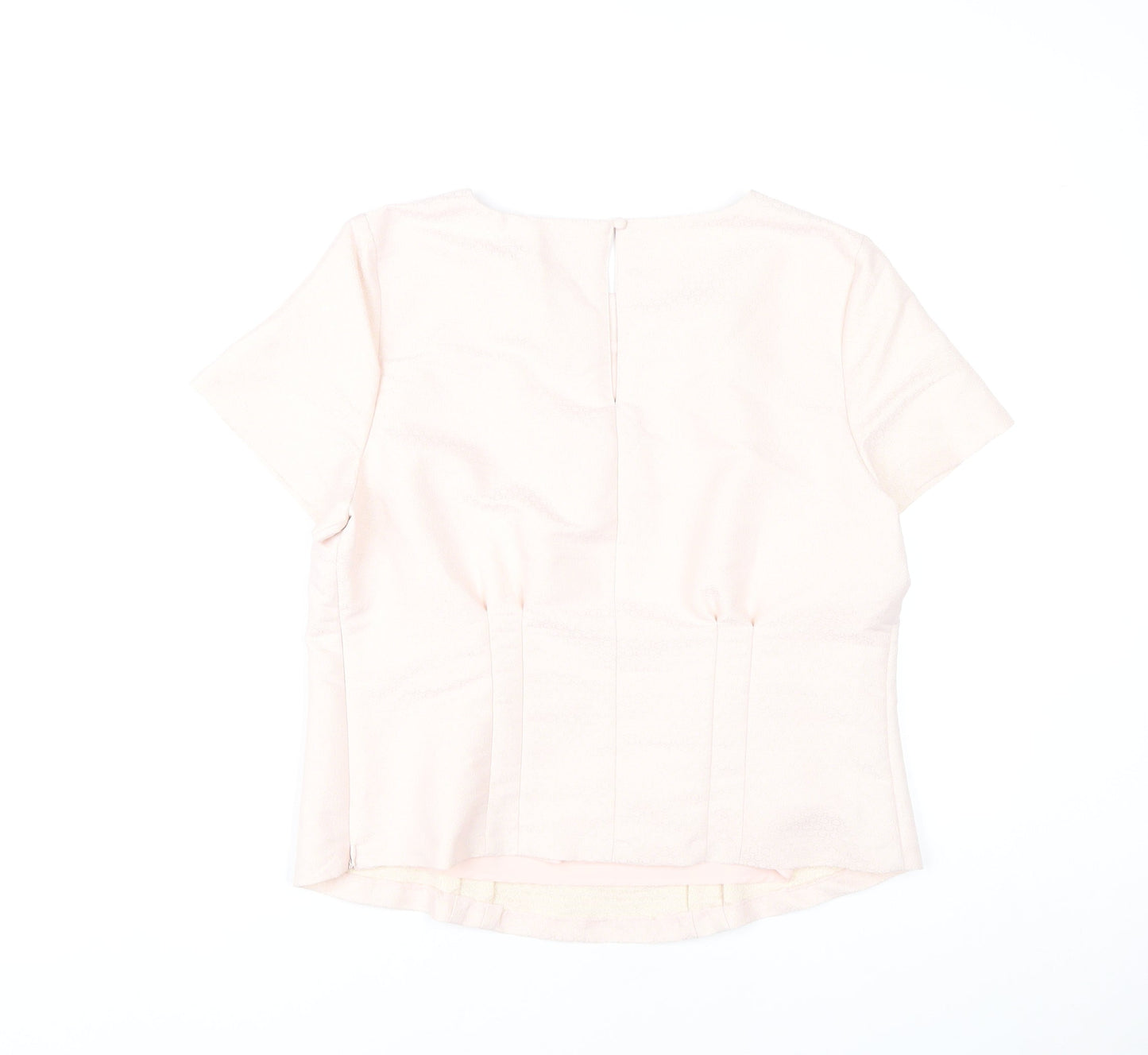Marks and Spencer Women Pink Blouse UK 14 Short Sleeve Work Top