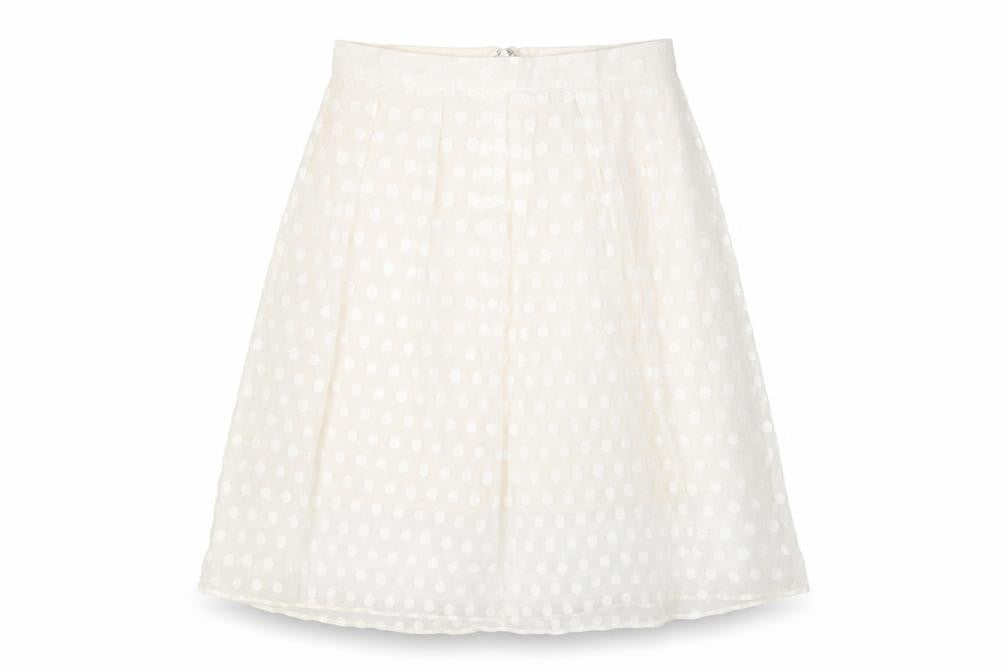 FAI Women’s Ivory A-Line Polka Dot Skirt Size 12 Knee Length