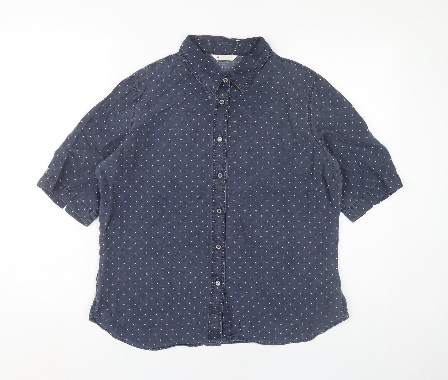 Marks and Spencer Women Blue Polka Dot Button-Up Shirt UK 14