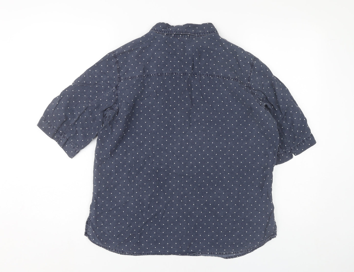 Marks and Spencer Women Blue Polka Dot Button-Up Shirt UK 14