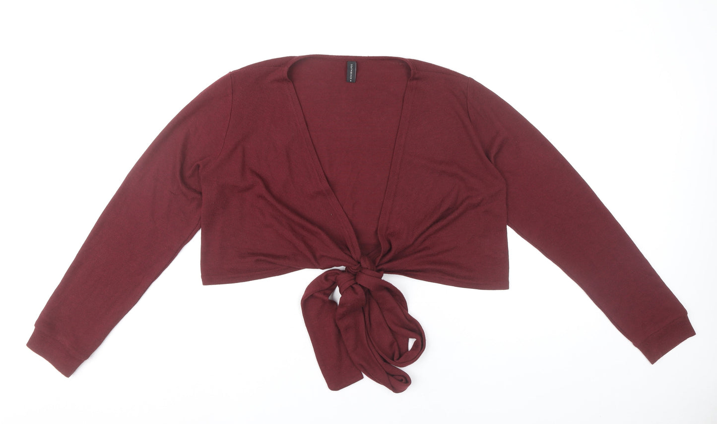 South Beach Women’s Red L Tie Front Cardigan Long Sleeve Viscose Blend
