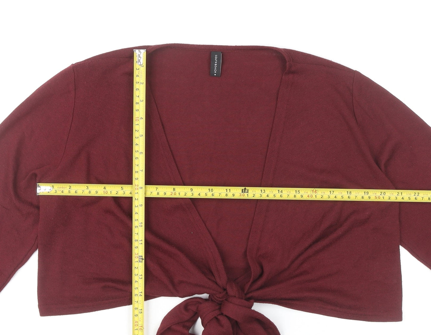 South Beach Women’s Red L Tie Front Cardigan Long Sleeve Viscose Blend