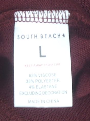 South Beach Women’s Red L Tie Front Cardigan Long Sleeve Viscose Blend