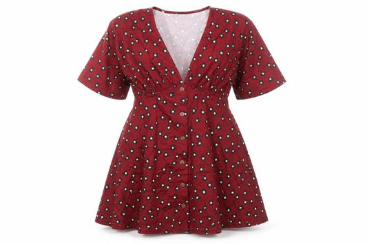ASOS DESIGN Women’s Red Floral A-Line Button Dress UK 10