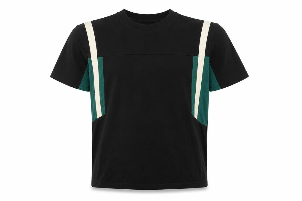 boohooMAN Men’s Black Green White Colourblock Cotton T-Shirt Size S