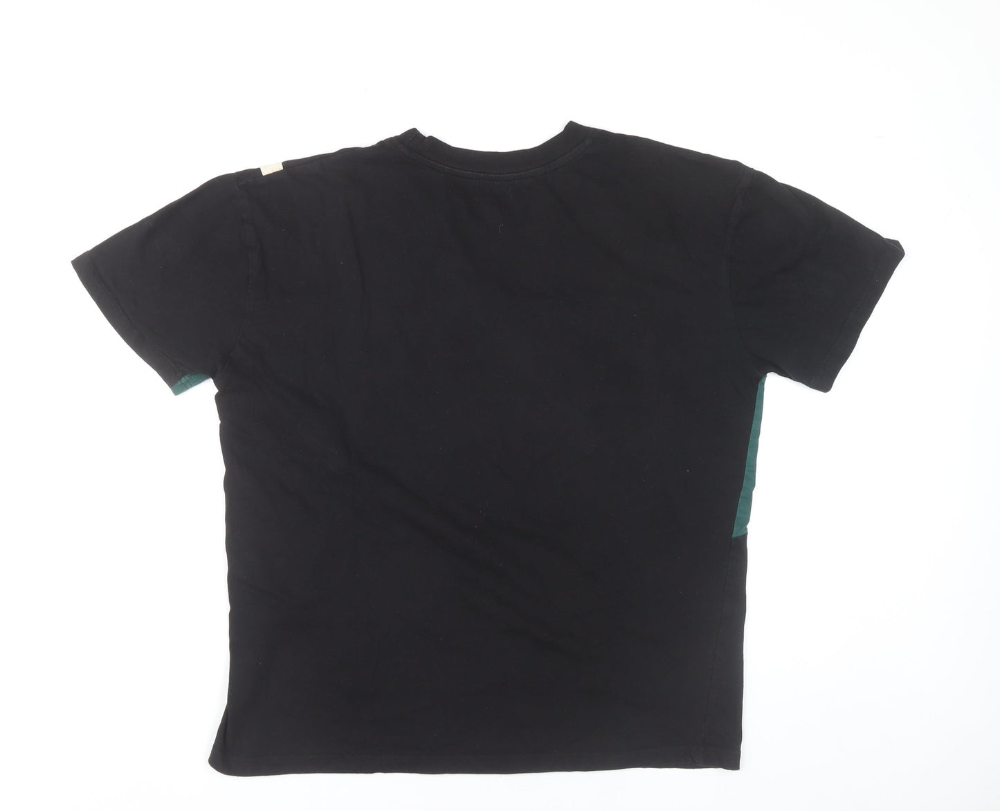 BoohooMAN Men’s Black Green White Colourblock Cotton T-Shirt Size S