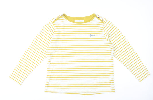 Brakeburn Womens Yellow Striped Nautical Cotton Blend Long Sleeve T-Shirt Size 14