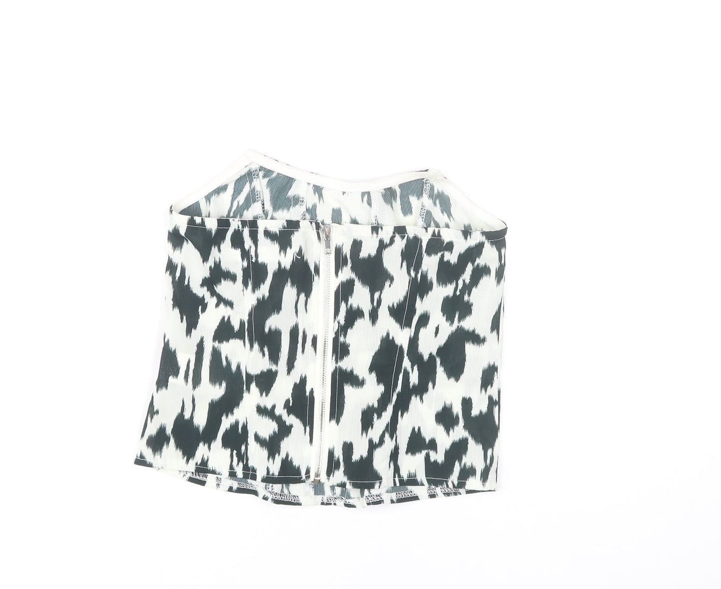Missguided Women’s Black White Animal Print Halter Tank Top Size 8
