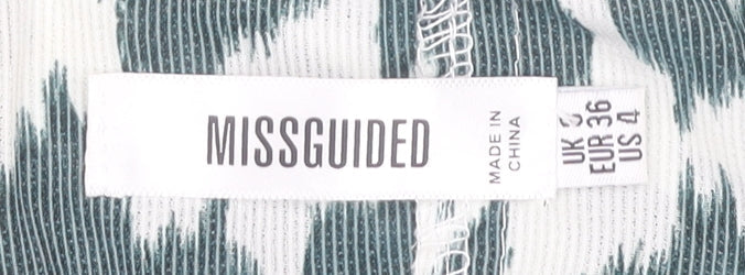 Missguided Women’s Black White Animal Print Halter Tank Top Size 8