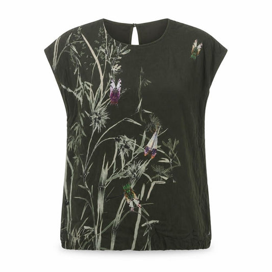 Coster Copenhagen Womens Green Sleeveless Floral Embroidered Blouse Size 8