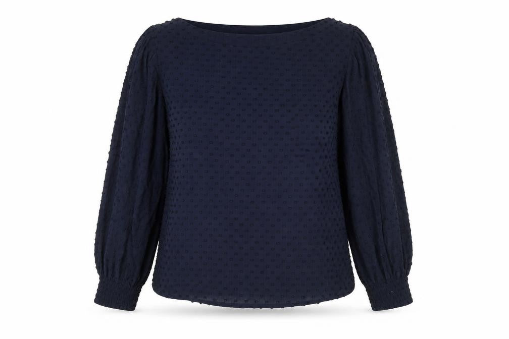 Zara Womens Blue Polka Dot Long Sleeve Tunic Blouse Size S