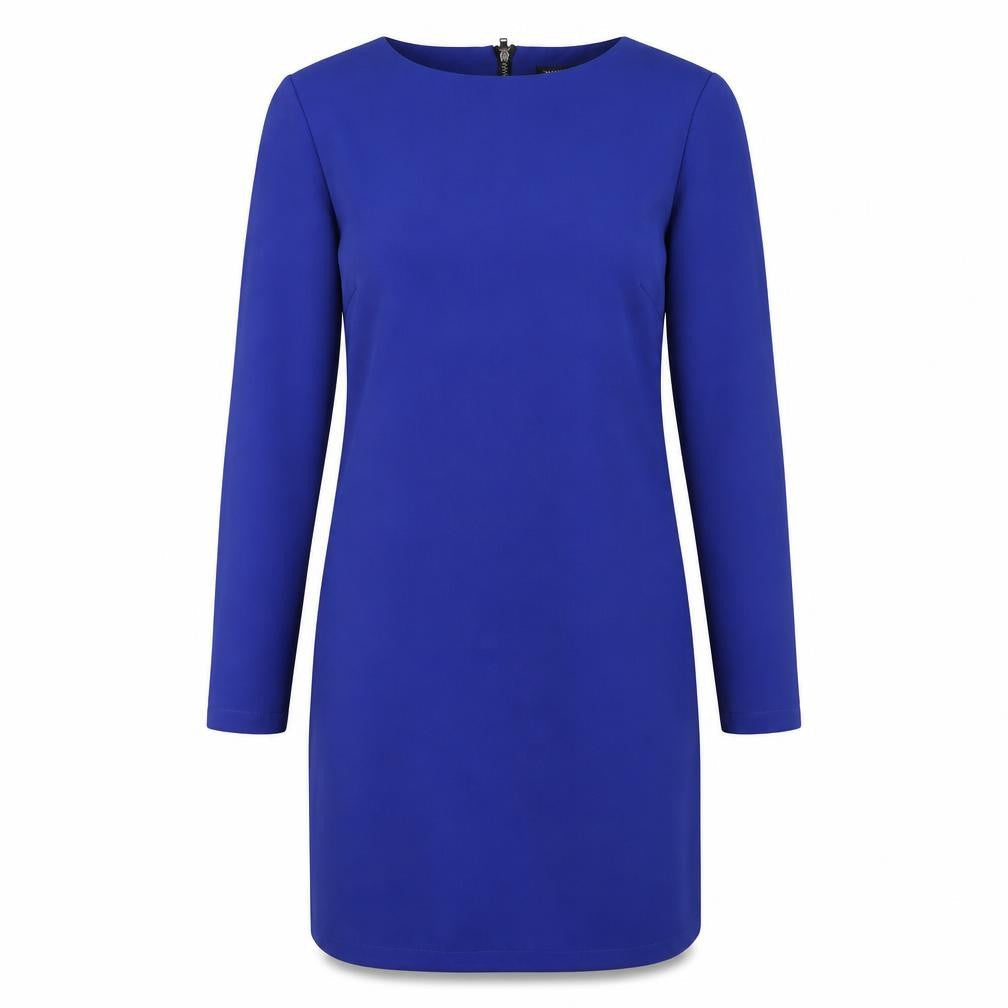 Warehouse Women’s Blue Shift Dress Size 10 Long Sleeve Zip Back
