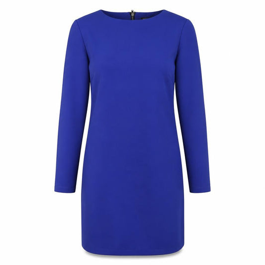 Warehouse Women’s Blue Shift Dress Size 10 Long Sleeve Zip Back