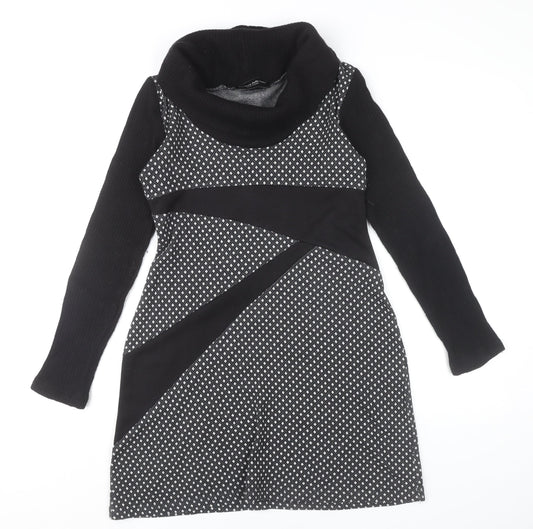 Costanza Della Valle Womens Grey Black Shift Dress Size 14 Wool Blend