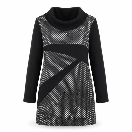 Costanza Della Valle Womens Grey Black Shift Dress Size 14 Wool Blend