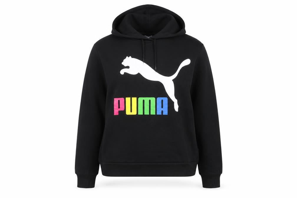 Puma Womens Black Hoodie Size 10 Pullover Logo Graphic Casual
