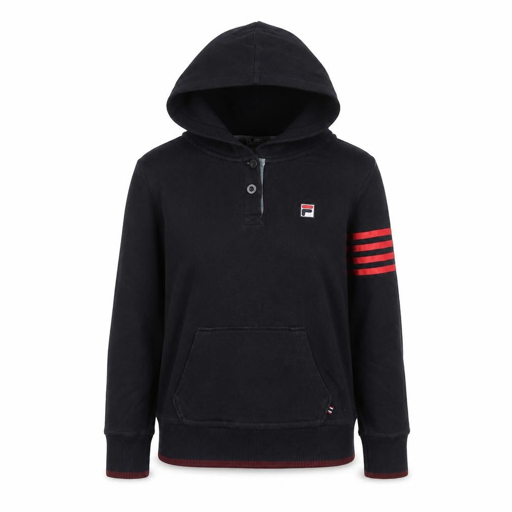 Fila Womens Black Henley Hoodie Size 8 UK Sports Casual