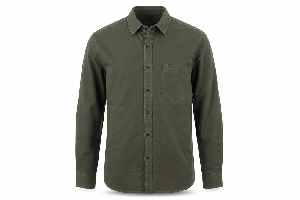 Jeep Spirit Men Green M Regular Fit Long Sleeve Cotton Shirt