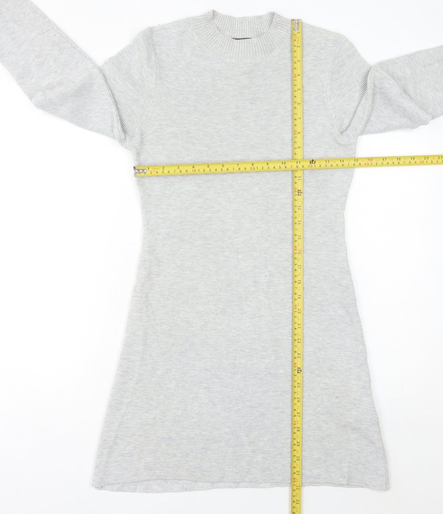 MINKPINK Women Grey XS Jumper Dress Knit Long Sleeve Casual