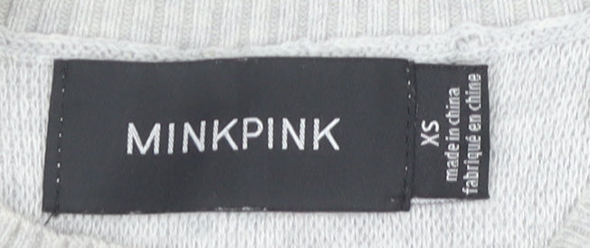 MINKPINK Women Grey XS Jumper Dress Knit Long Sleeve Casual