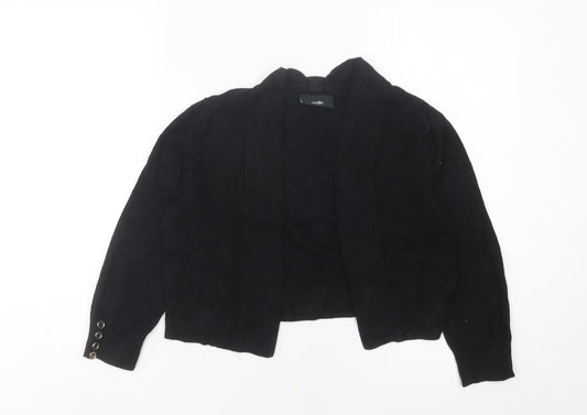 Wallis Women’s Black Collared Open Cardigan Size S Knit Long Sleeve