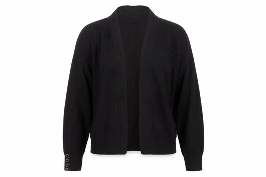 Wallis Women’s Black Collared Open Cardigan Size S Knit Long Sleeve