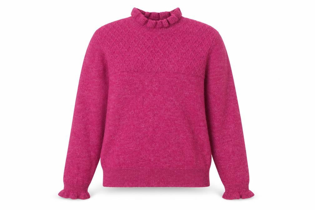 RR Women’s Pink Mock Neck Ruffle Sleeve Pullover Jumper M