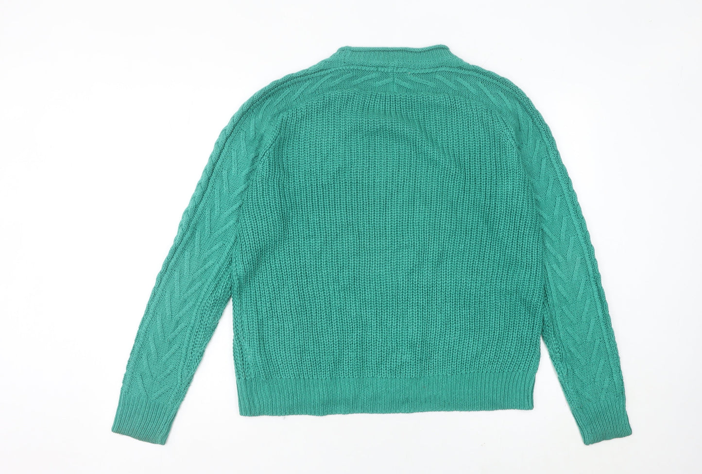 Pull&Bear Womens Green Cable-Knit Acrylic Jumper Size S