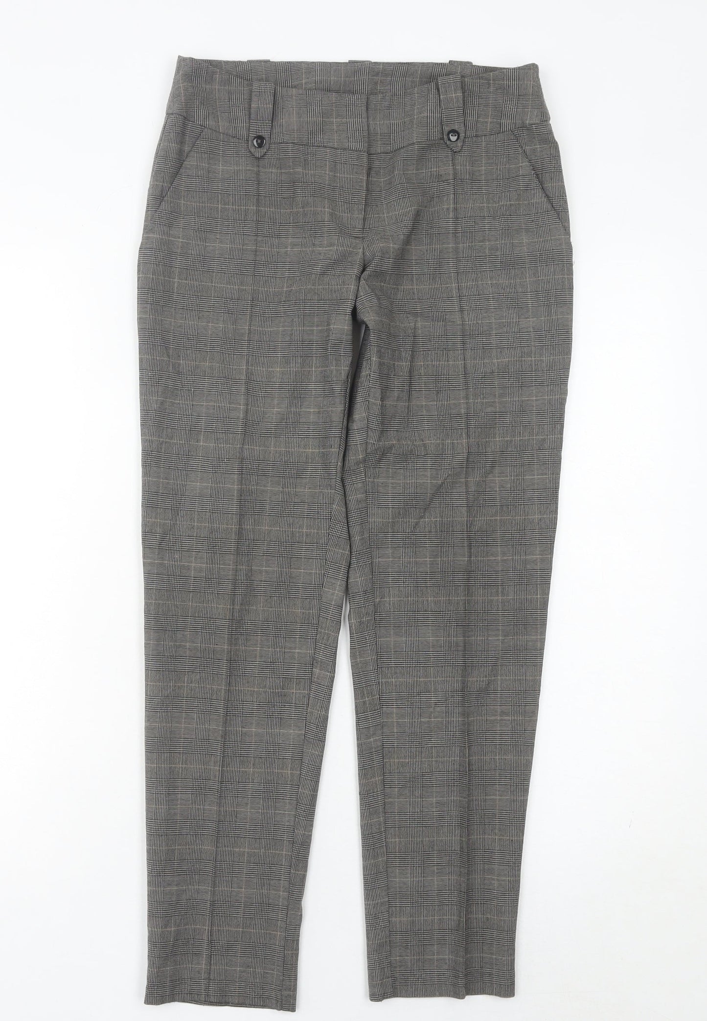 Miss Selfridge Women’s Grey Check Slim Trousers Size 8 Workwear