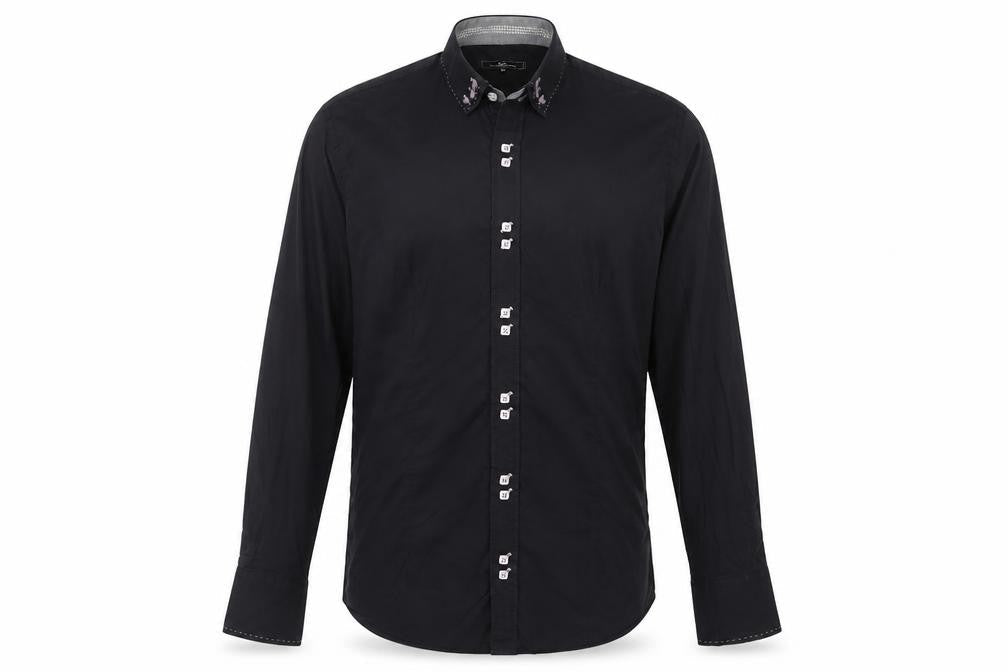 Swade Platinum Men's Black XL Slim Fit Long Sleeve Cotton Shirt