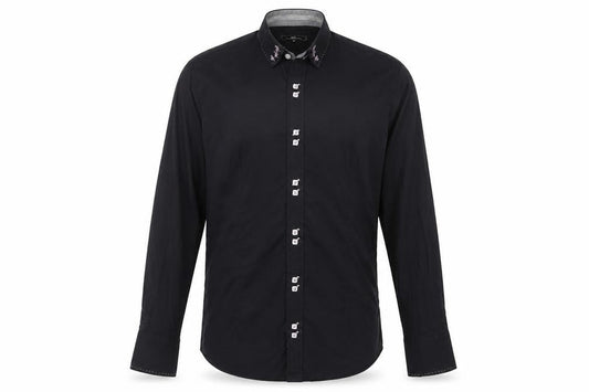 Swade Platinum Men's Black XL Slim Fit Long Sleeve Cotton Shirt