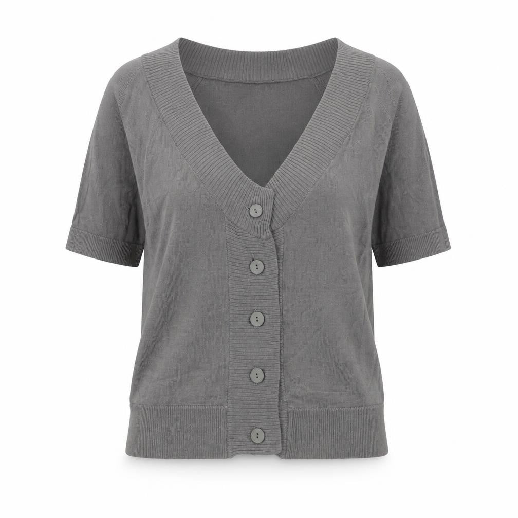 La Redoute Women’s Grey Short Sleeve V-Neck Cardigan Size 10/12