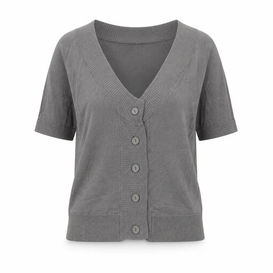 La Redoute Women’s Grey Short Sleeve V-Neck Cardigan Size 10/12