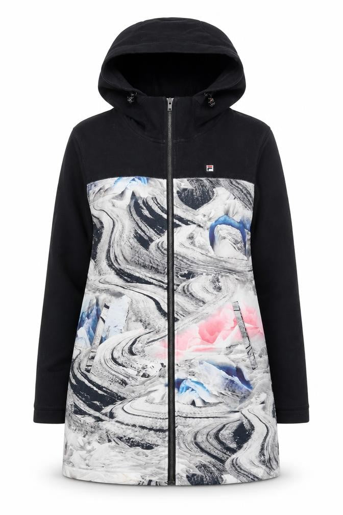 Fila Women's Black Multicoloured Full Zip Hoodie Size 6