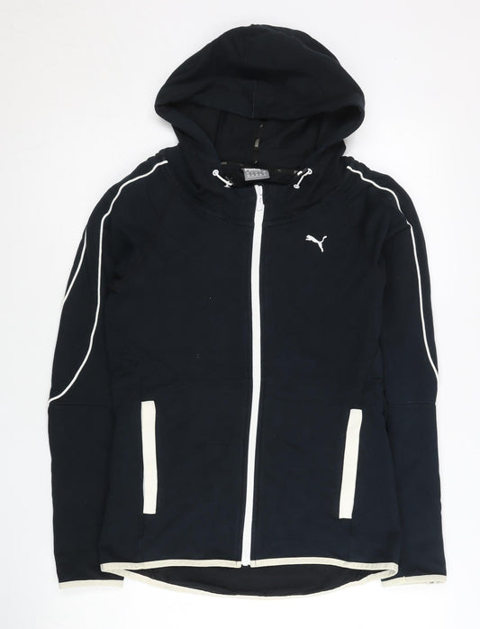 Puma Womens Black Full Zip Hoodie Size 8 UK Athletic Sportswear