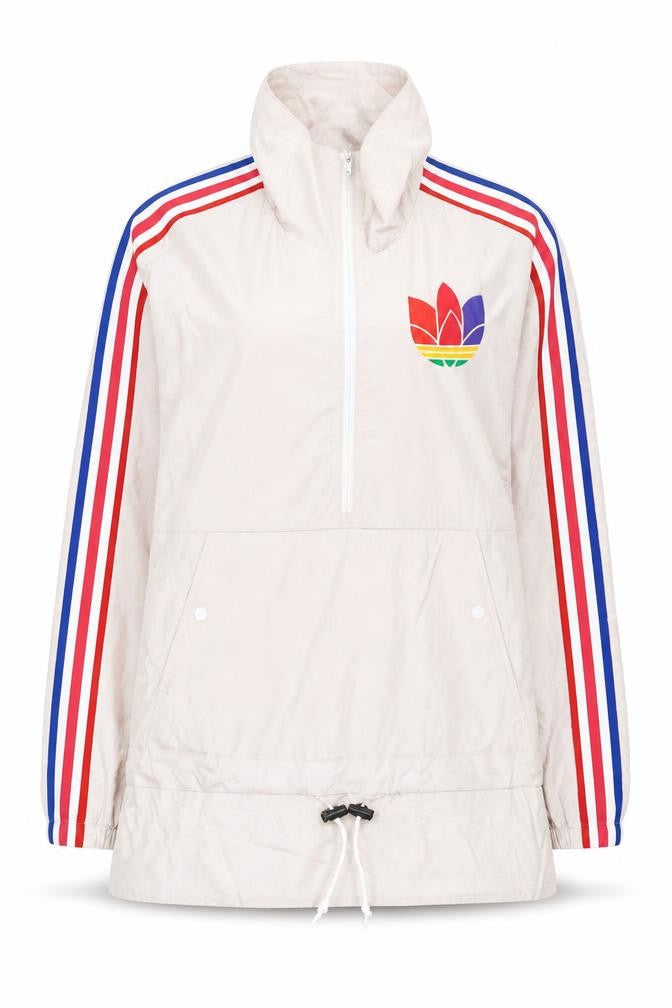 Adidas Women's Beige Windbreaker Jacket Size 8 Lightweight Nylon