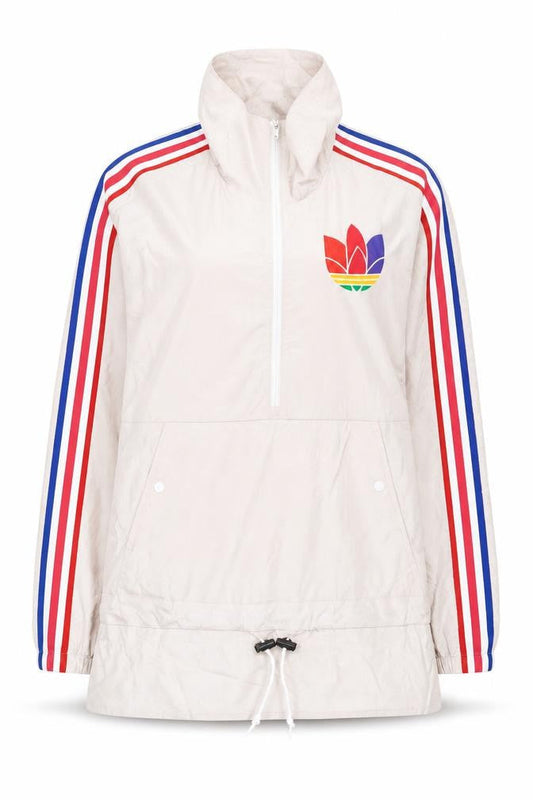 Adidas Women's Beige Windbreaker Jacket Size 8 Lightweight Nylon