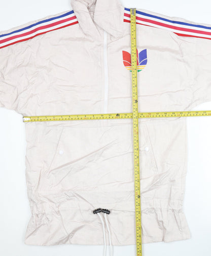Adidas Women's Beige Windbreaker Jacket Size 8 Lightweight Nylon