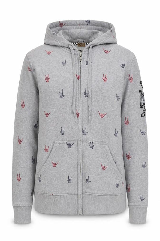 Vans Women’s Grey Hoodie Sweatshirt L Full Zip Cotton Blend Graphic