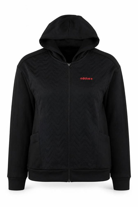 Adidas Women’s Black Full Zip Hoodie Jacket M Quilted Sportswear