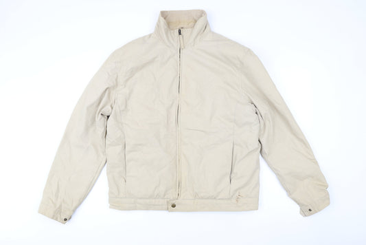 Urban Spirit Men's Beige L Jacket Cotton Nylon Full Zip Casual
