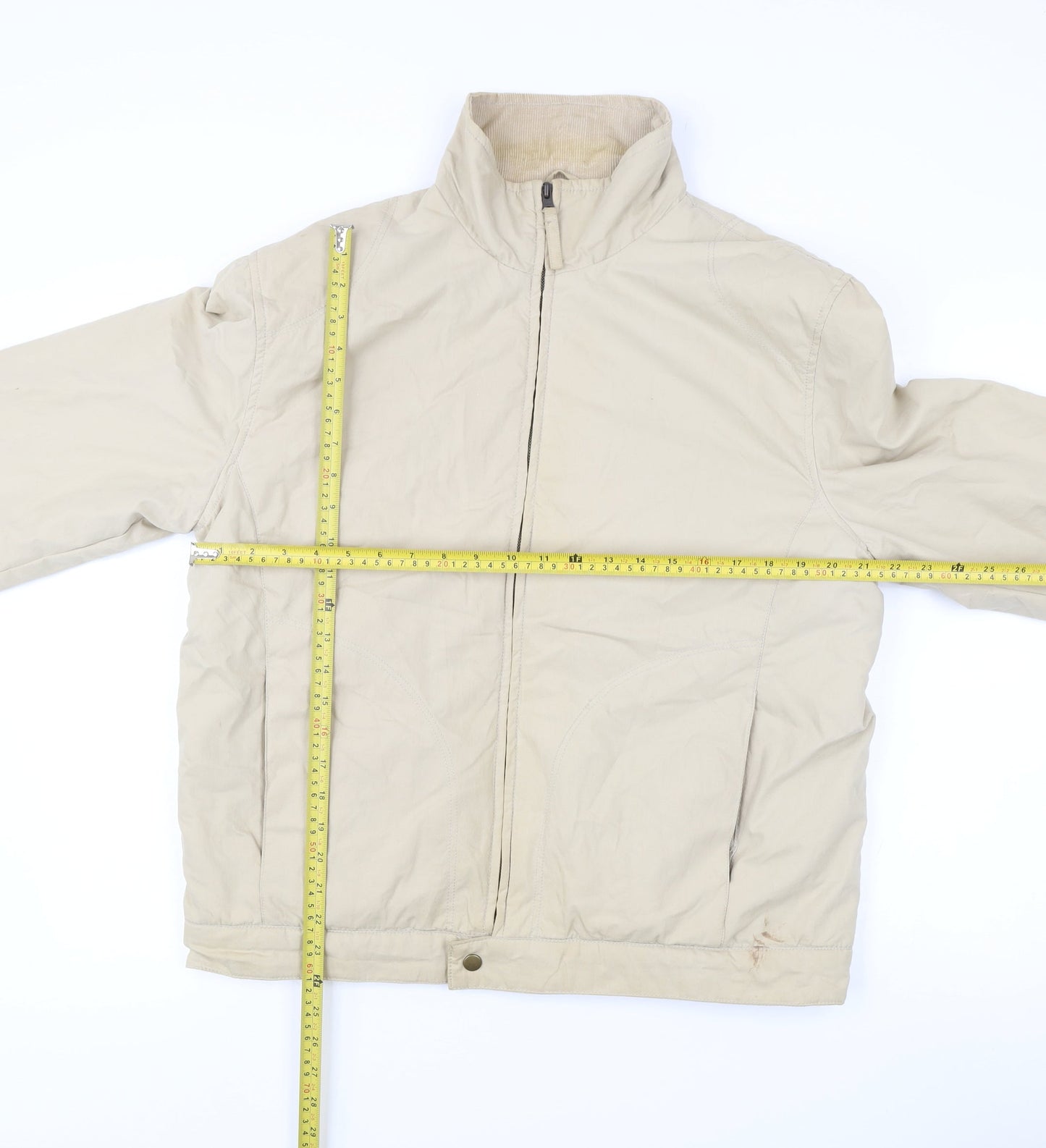 Urban Spirit Men's Beige L Jacket Cotton Nylon Full Zip Casual