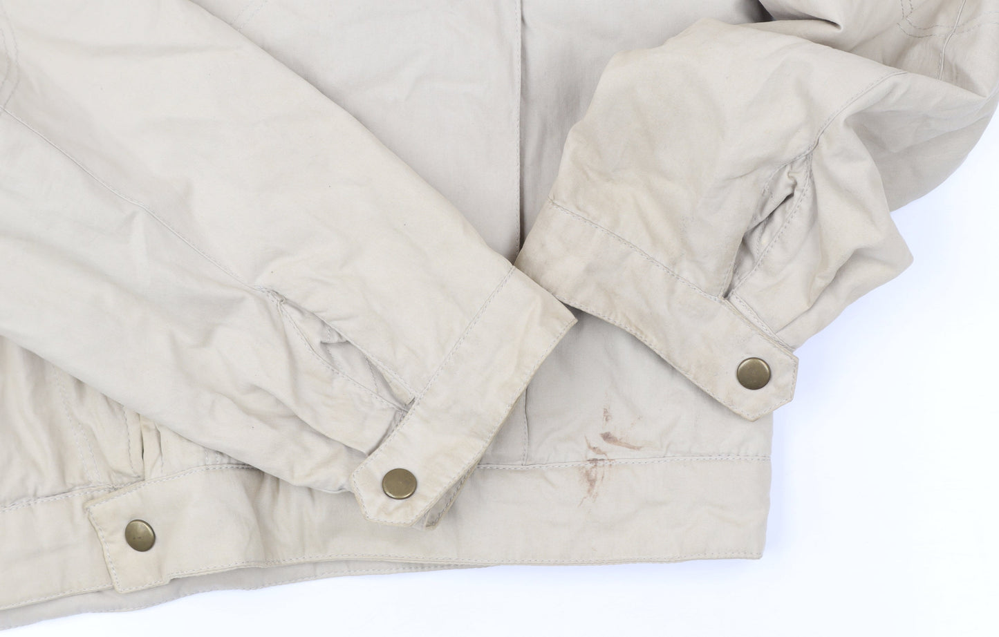 Urban Spirit Men's Beige L Jacket Cotton Nylon Full Zip Casual