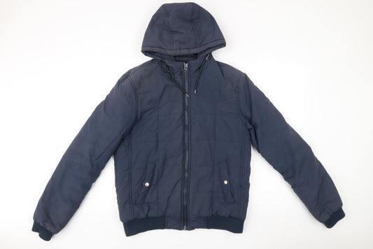 ASOS Men’s Blue Puffer Jacket M Hooded Zip Casual Winter Coat 38-40"