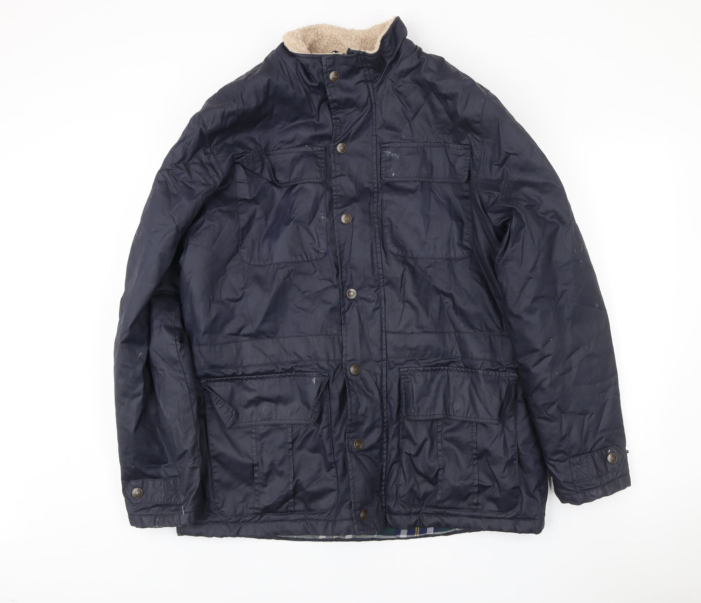 Cotton Traders Men’s Blue L Jacket Outdoor Field Style Pockets Lined