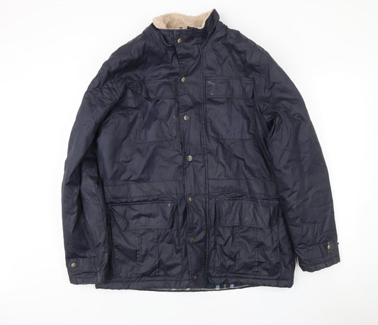 Cotton Traders Men’s Blue L Jacket Outdoor Field Style Pockets Lined