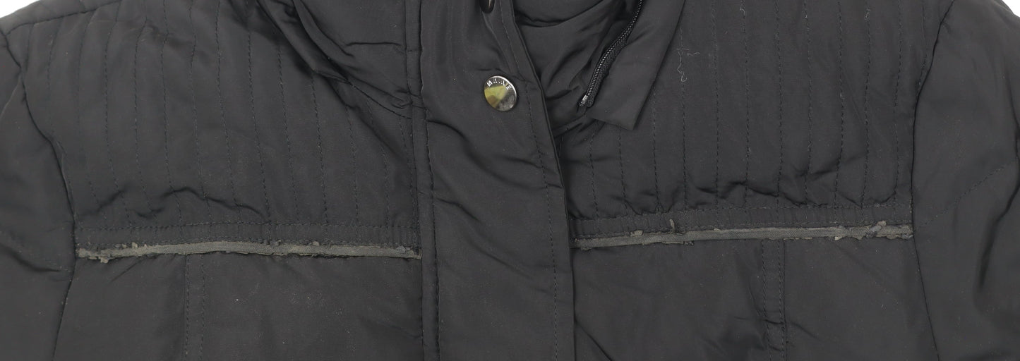 Maine New England Womens Black Size 12 Mid-Length Puffer Coat