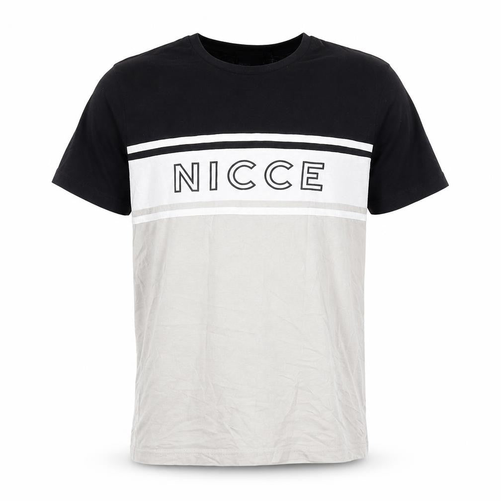 NICCE Men’s Black Beige Small Colourblock Logo T-Shirt